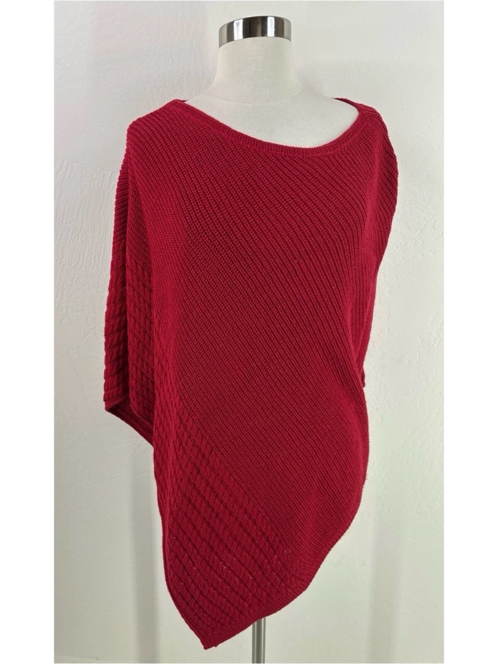 J. Jill Women's Red Knit Poncho Sweater